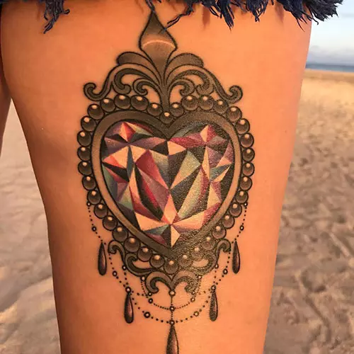 Jewel heart tattoo design