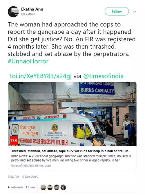 Justice Fails Us Once Again Unnao Rape Victim Set Ablaze By Accused Out On Bail