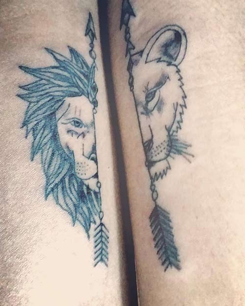 Lion king and queen tattoos