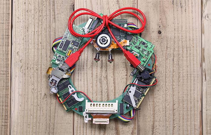 Recycled Electronic Components Wreath