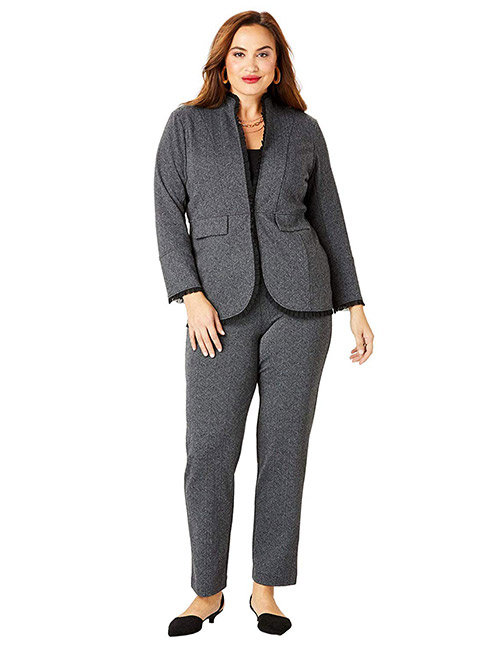 Roamans Womens Plus Size Two Piece Skirt Suit With Shawl Collar Jacket 