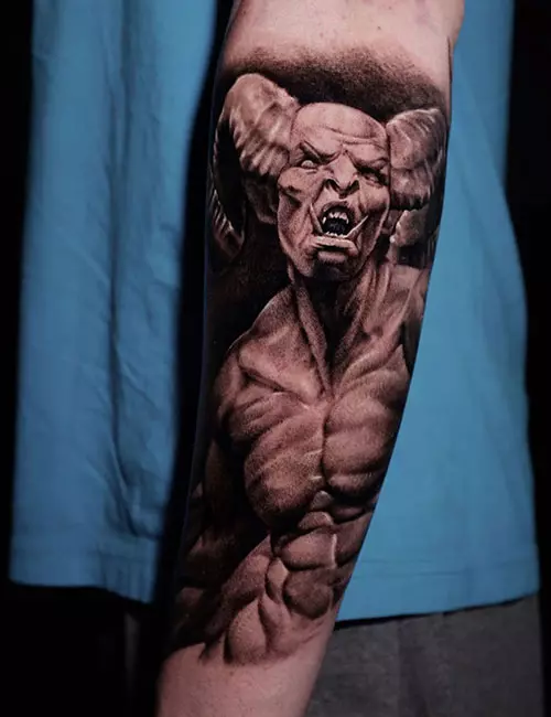 Screaming realistic demon tattoo design