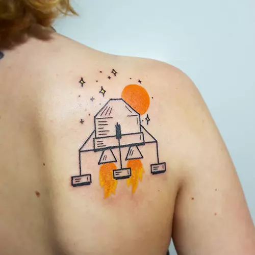 Simple space satellite tattoo
