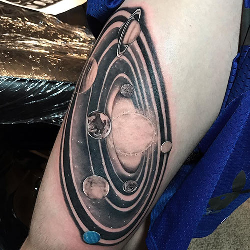 Solar system space tattoo