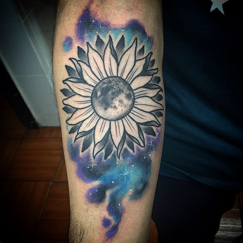 Space flower tattoo