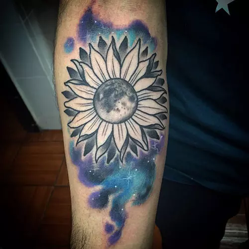 Space flower tattoo
