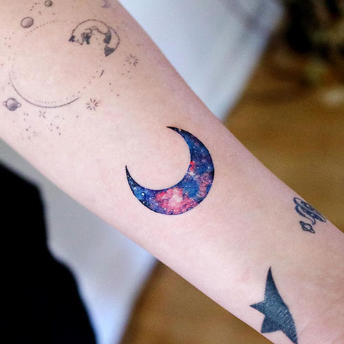 Space-moon tattoo
