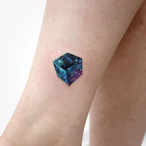 Tesseract cube space tattoo
