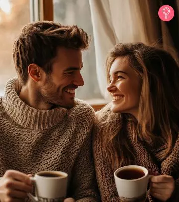 A couple drinking coffee