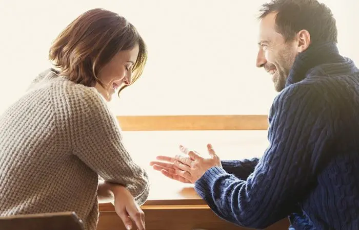 A man sharing cute and romanti riddles with his partner