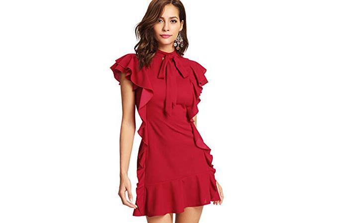 Floerns Ruffled Cocktail Party Dress