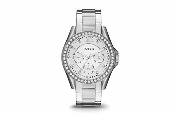 Fossil Women's Riley Stainless Steel Multifunction Glitz Quartz Watch