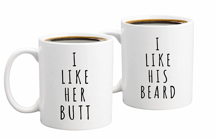 Gelid I Like His BeardI Like Her Butt Couples Funny Coffee Mug Set