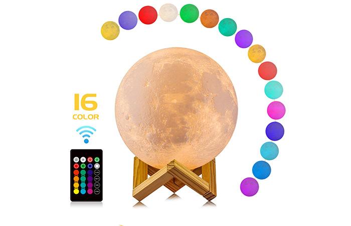 LOGROTATE 16 Colors LED 3D Print Moon Light