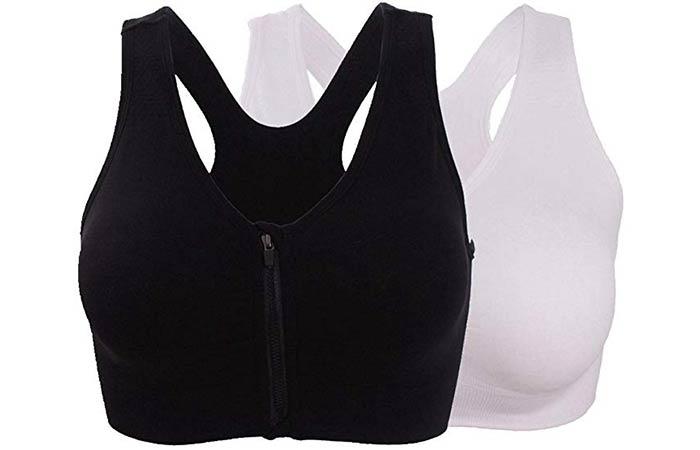 Ohlyah Womens Zipper Front Closure Sports Bra