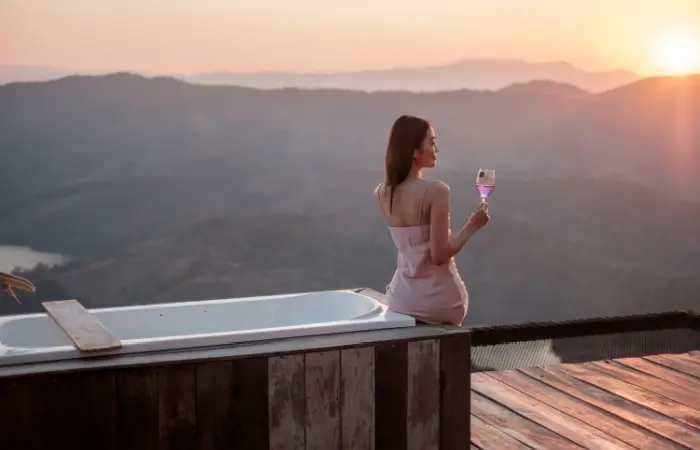 A woman on a weekend getaway