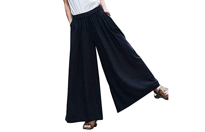 Women's Linen Wide-legged Pants with Pockets