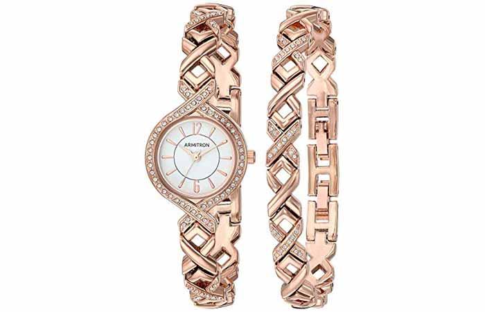 Women's Swarovski Crystal-Accented Watch and Bracelet Set