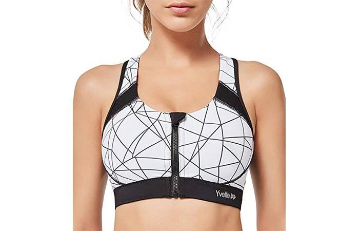 Yvette Women Zipper Front Space Print Sports Bra