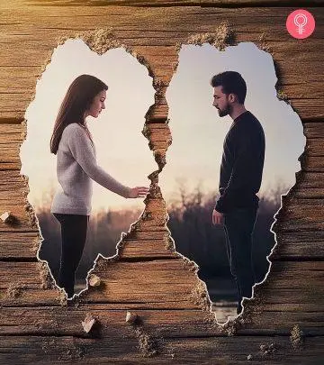 Post-breakup a girl tears their couple photo