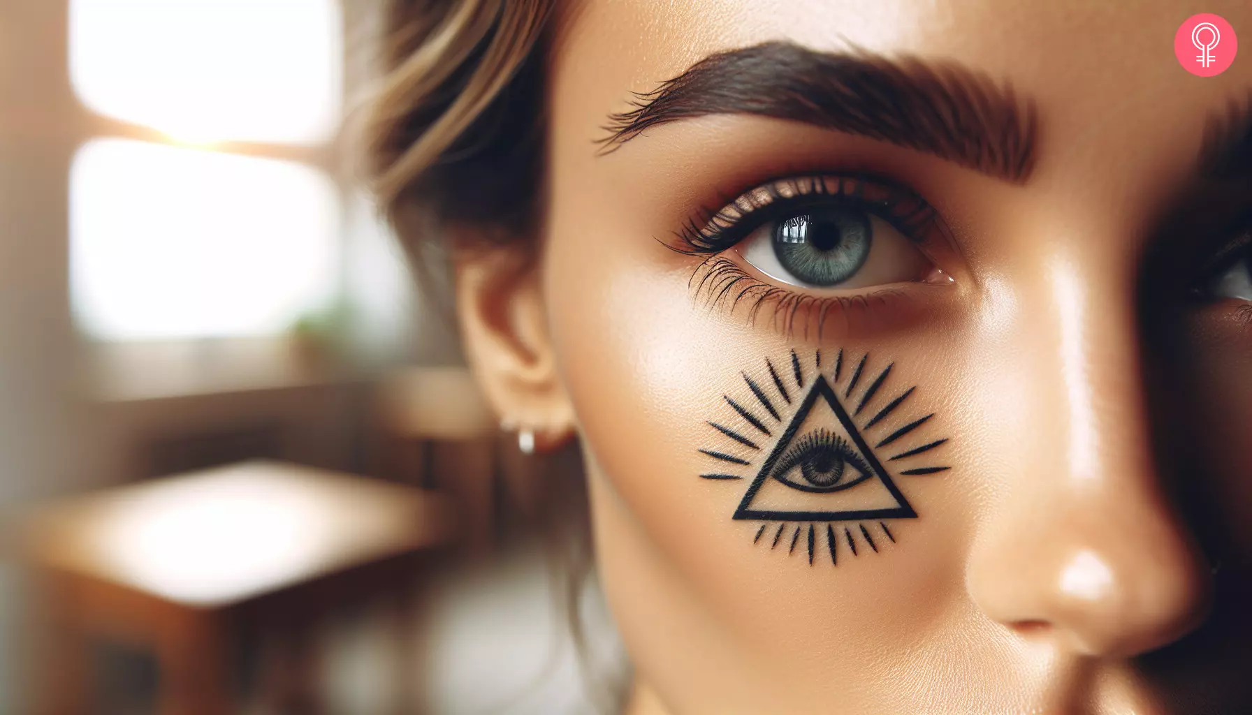 A woman with a triangle tattoo under her eye