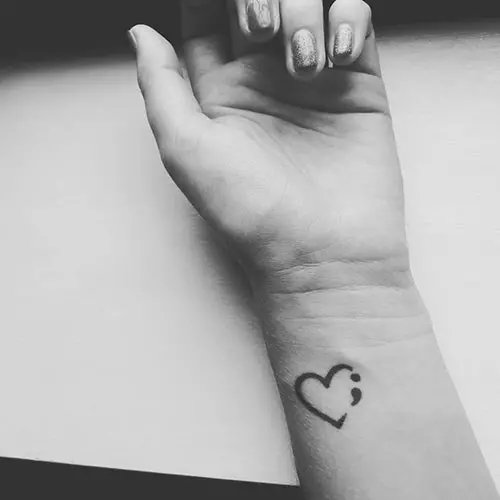 Beautiful semicolon heart tattoo design