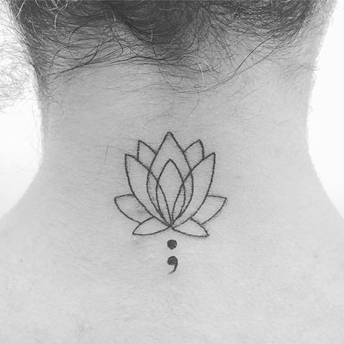 Cute Lotus Semicolon Tattoo