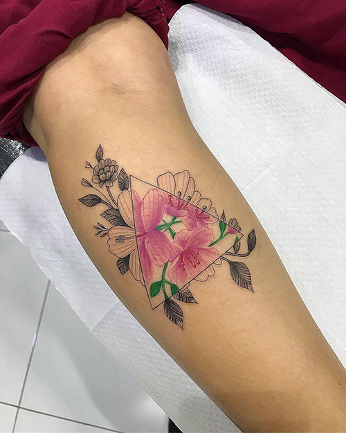 Flower triangle tattoo design