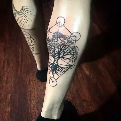 Geometrical tree of life tattoo design