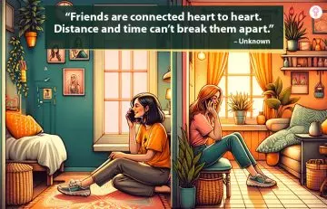 Friends connect through phone calls across long distances