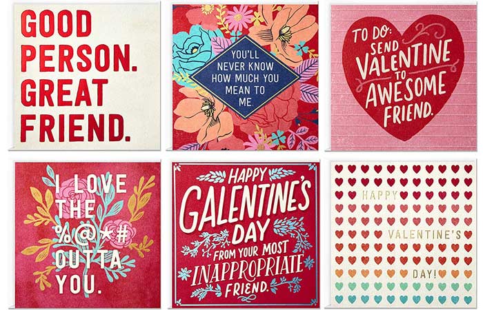  Hallmark Valentines Day Cards Assortment, Bold Type