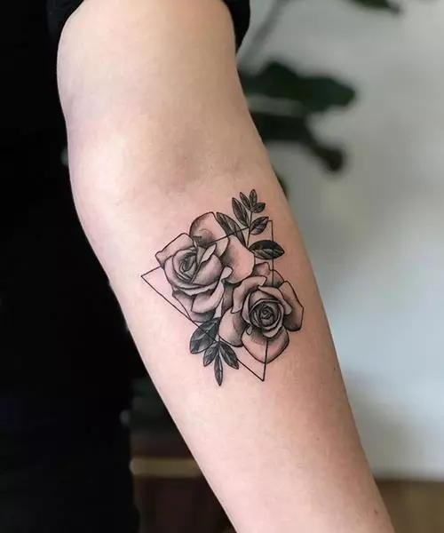 Rose with triangle tattoo design
