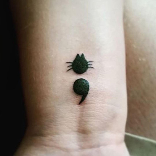 Semicolon cat tattoo design