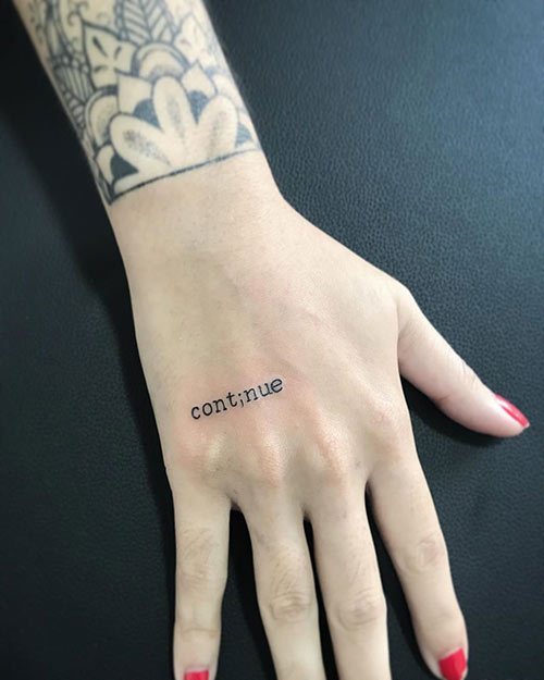 Semicolon tattoo design with word