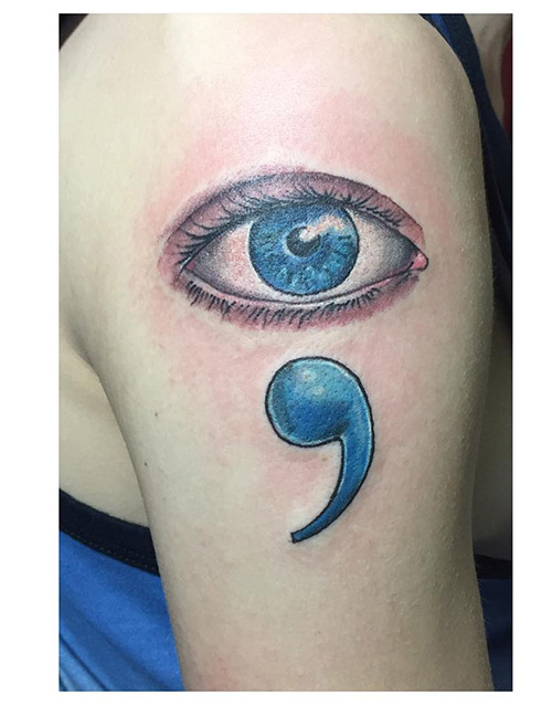 Teardrop semicolon tattoo design