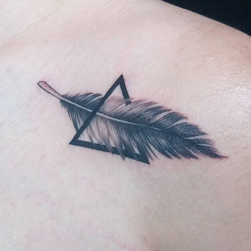 Triangle feather tattoo design