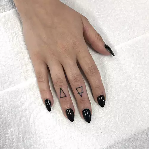 Triangle tattoo on ring finger design
