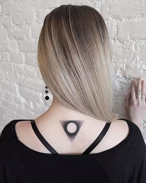 Triangle with circle inside tattoo design