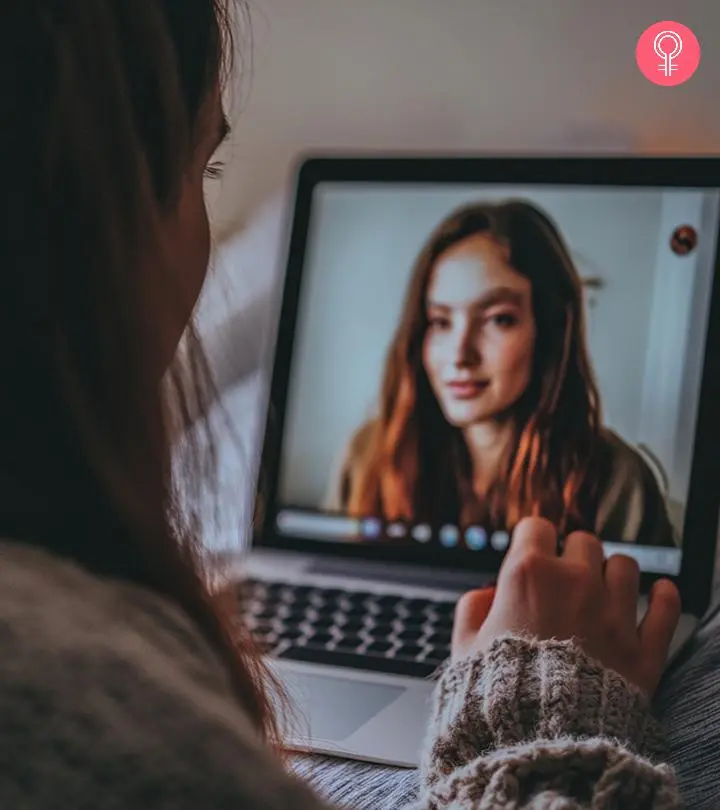 Two friends talking to each other on a video call