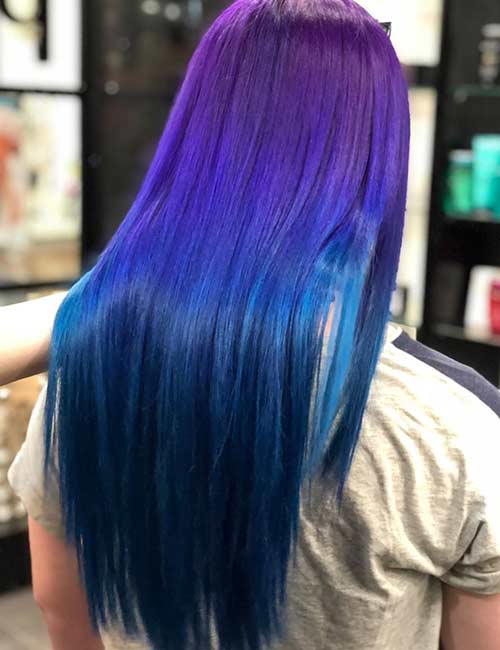 Idées de cheveux bleu azur et améthyste et violet