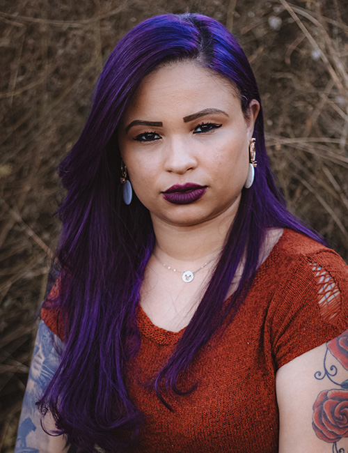 Blue roots with intense purple ombre as a blue and purple hair idea