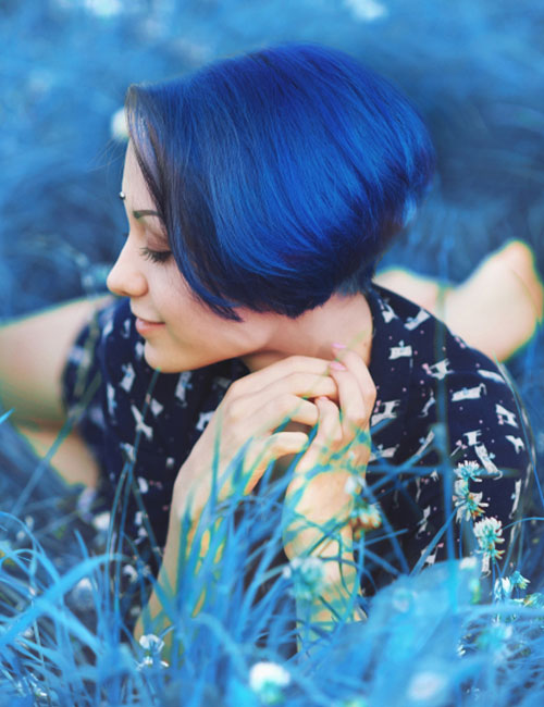 Blueberry pop as a blue and purple hair idea