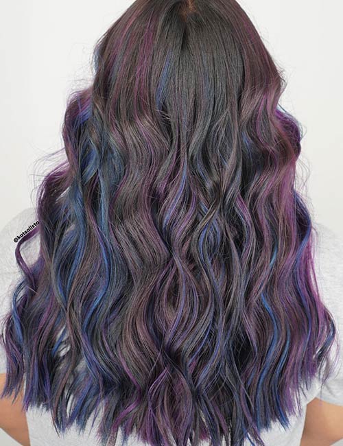 Idées de cheveux bleu denim et violet