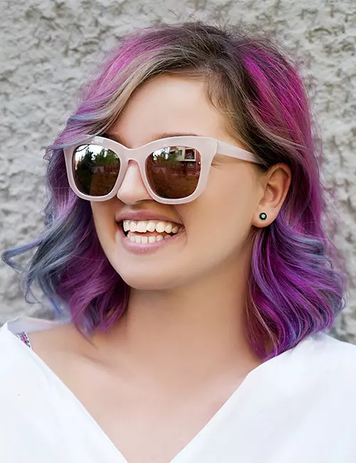Denim blue with purple hair ideas