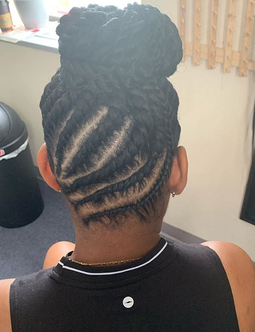 Tied updo flat twists hairstyle