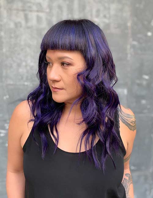 Idées de cheveux bleus et violets mélangés métalliques