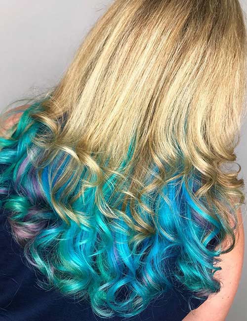 Oceanic highlights for blue and purple hair ideas