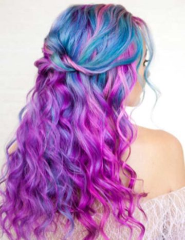 Wild blue and purple hair ideas for curls