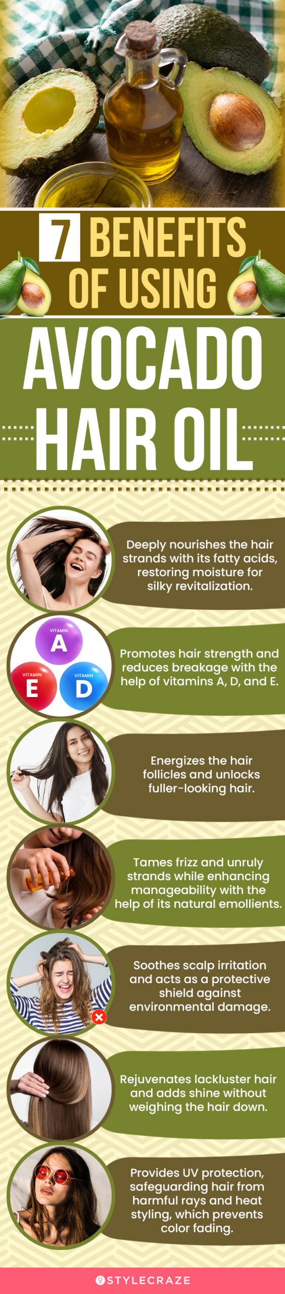7 Benefits Of Using Avocado Hair Oil (infographic)