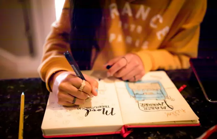 A woman journaling